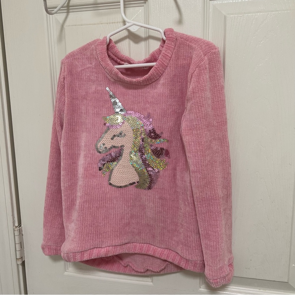 Young Hearts Pink Unicorn Sequined Sweater Size 6X